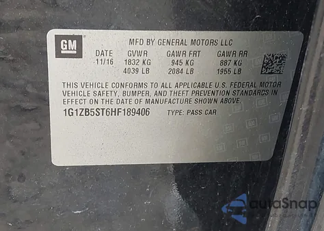 2017 Chevrolet Malibu Ls из США, поврежденный, VIN 1G1ZB5ST6HF189406